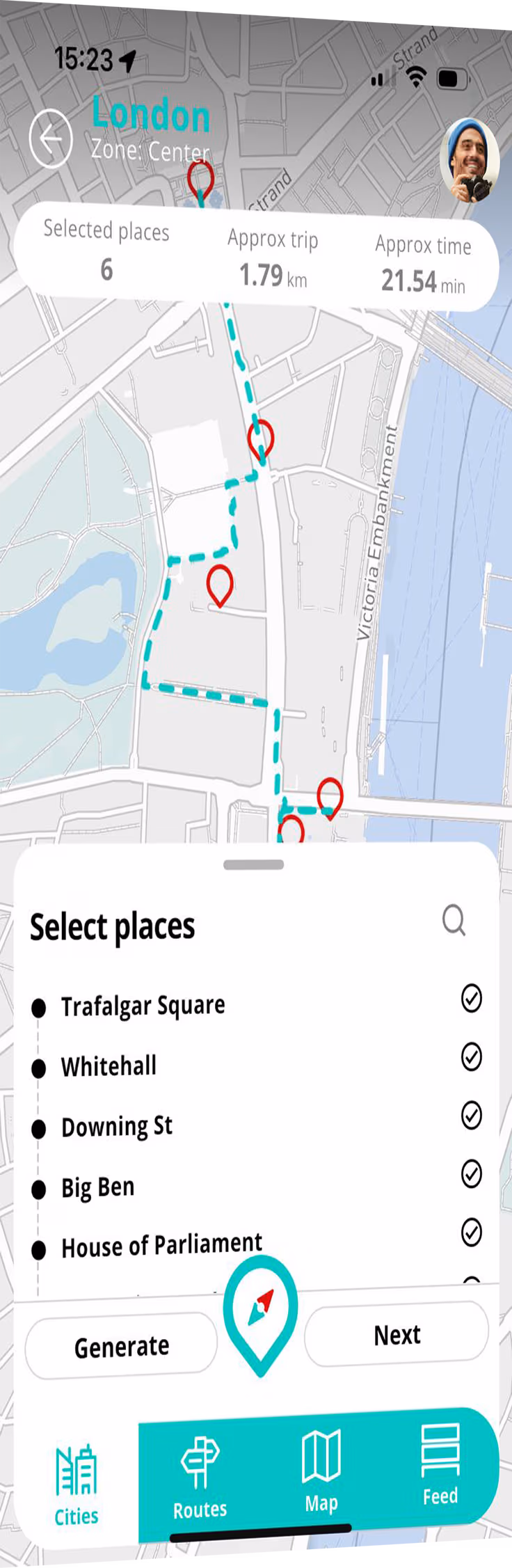 Design a custom tourist route in Borondo app